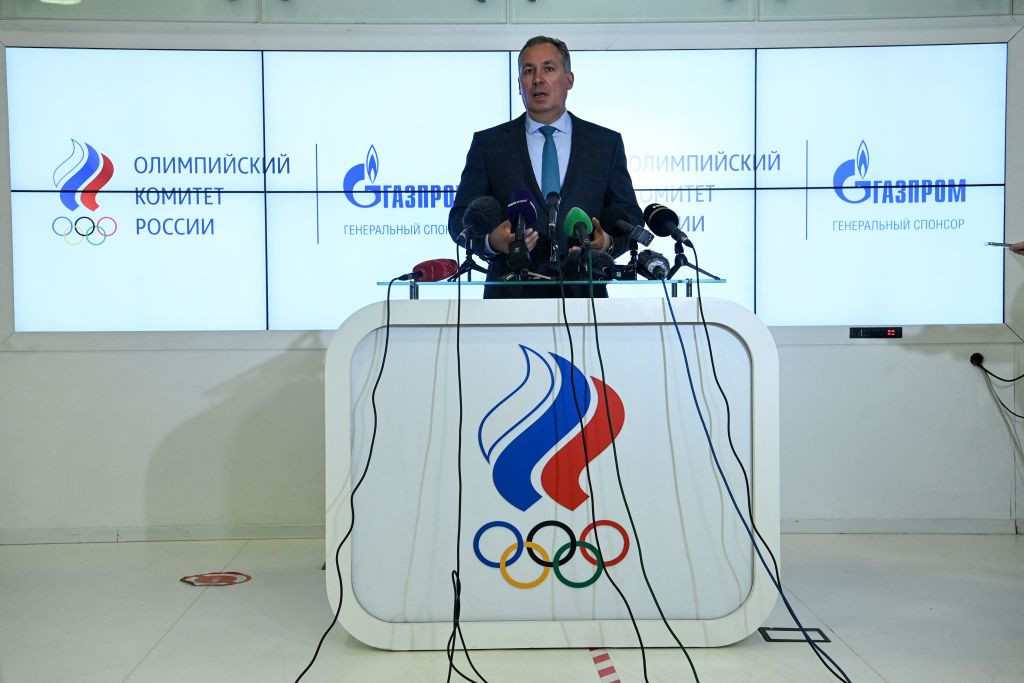 Russian Olympic Committee (ROC) President Stanislav Pozdnyakov speaks with the media in Moscow © Getty Images