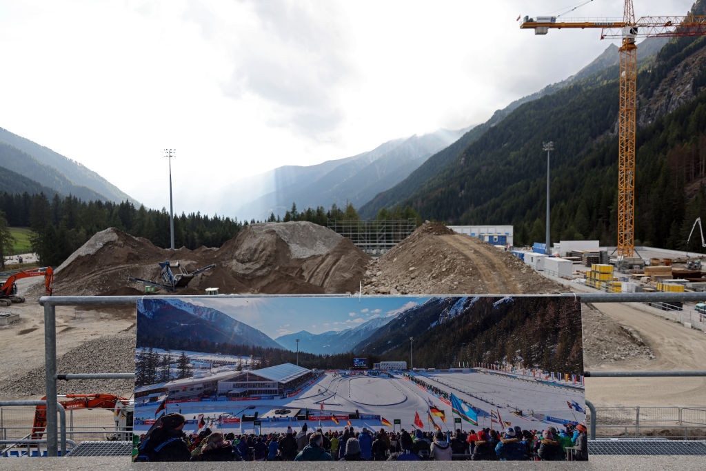 Construction continues on the Anterselva Arena in South Tyrol. GETTY IMAGES