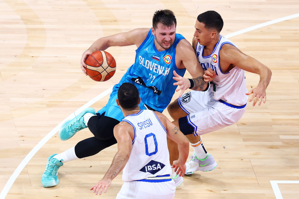 Slovenian star Luka Doncic in action against Italy. GETTY IMAGES