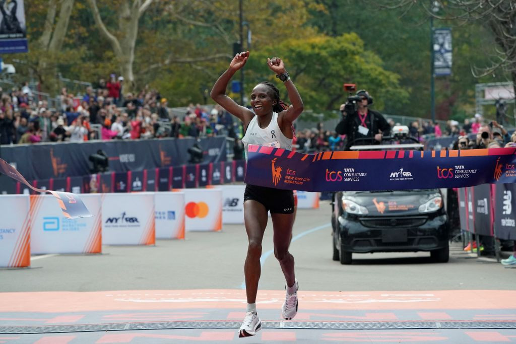 Kenya's Hellen Obiri won the 52nd New York City Marathon on November 2023. GETTY IMAGES