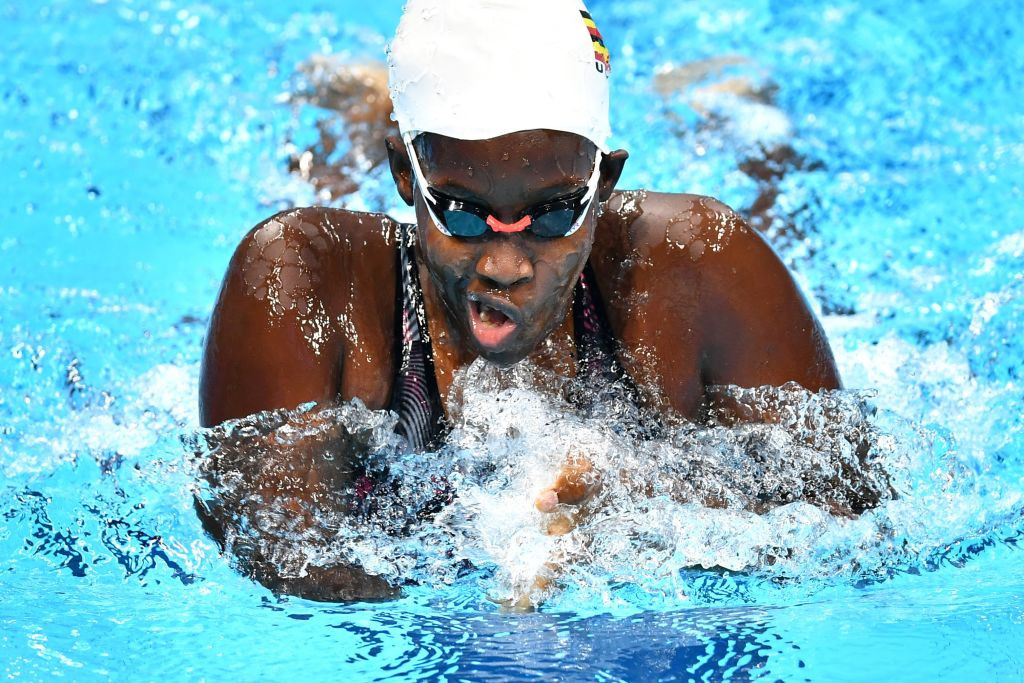Uganda's Husnah Kukundakwe competes during a heat in the women's 100m breaststroke at the Tokyo 2020 Paralympic Games. GETTY IMAGES