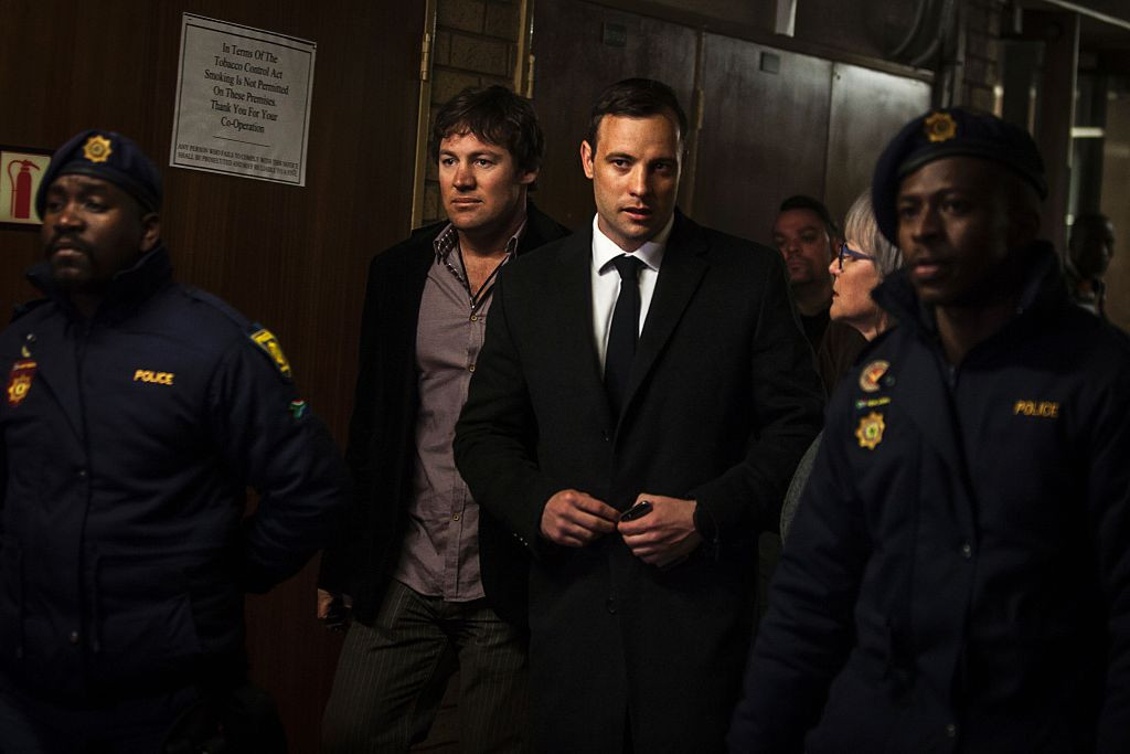 Oscar Pistorius arrives at the Pretoria High Court on 6 July 2016. GETTY IMAGES