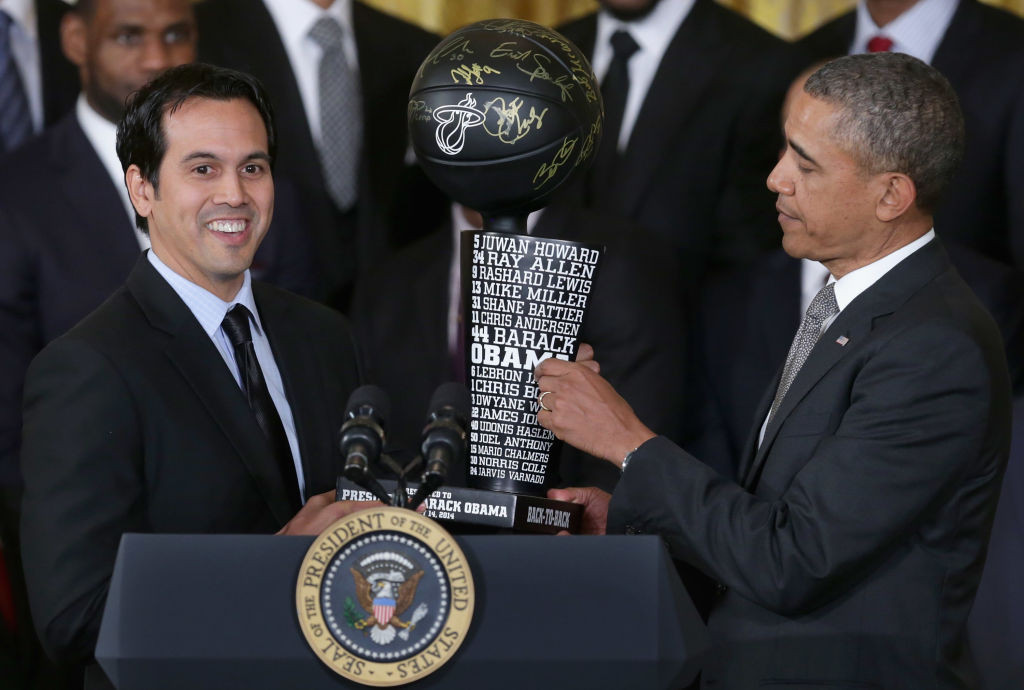 Erik Spoelstra, with former US President Barack Obama at the White House. GETTY IMAGES