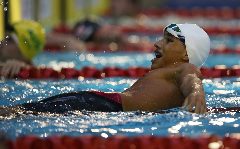 Colombian teenager Carlos Daniel Serrano Zárate broke his own world record en route to winning the men’s 100 metres breaststroke SB7 title at the Rio 2016 Paralympic swimming test event ©Getty Images