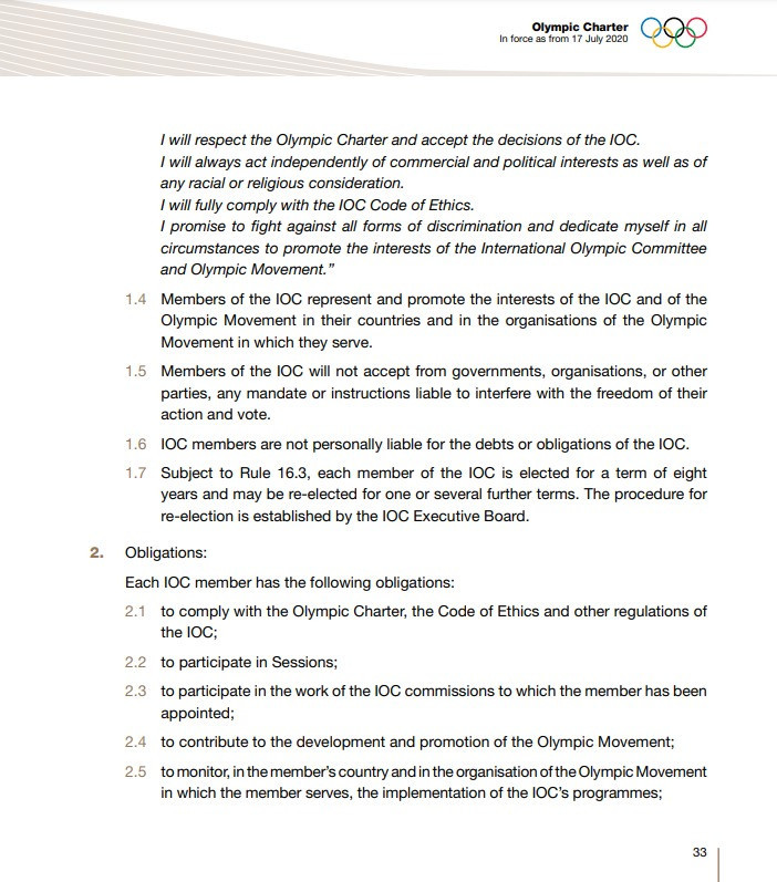 Relevant extract from the Olympic Charter. OLYMPIC.ORG