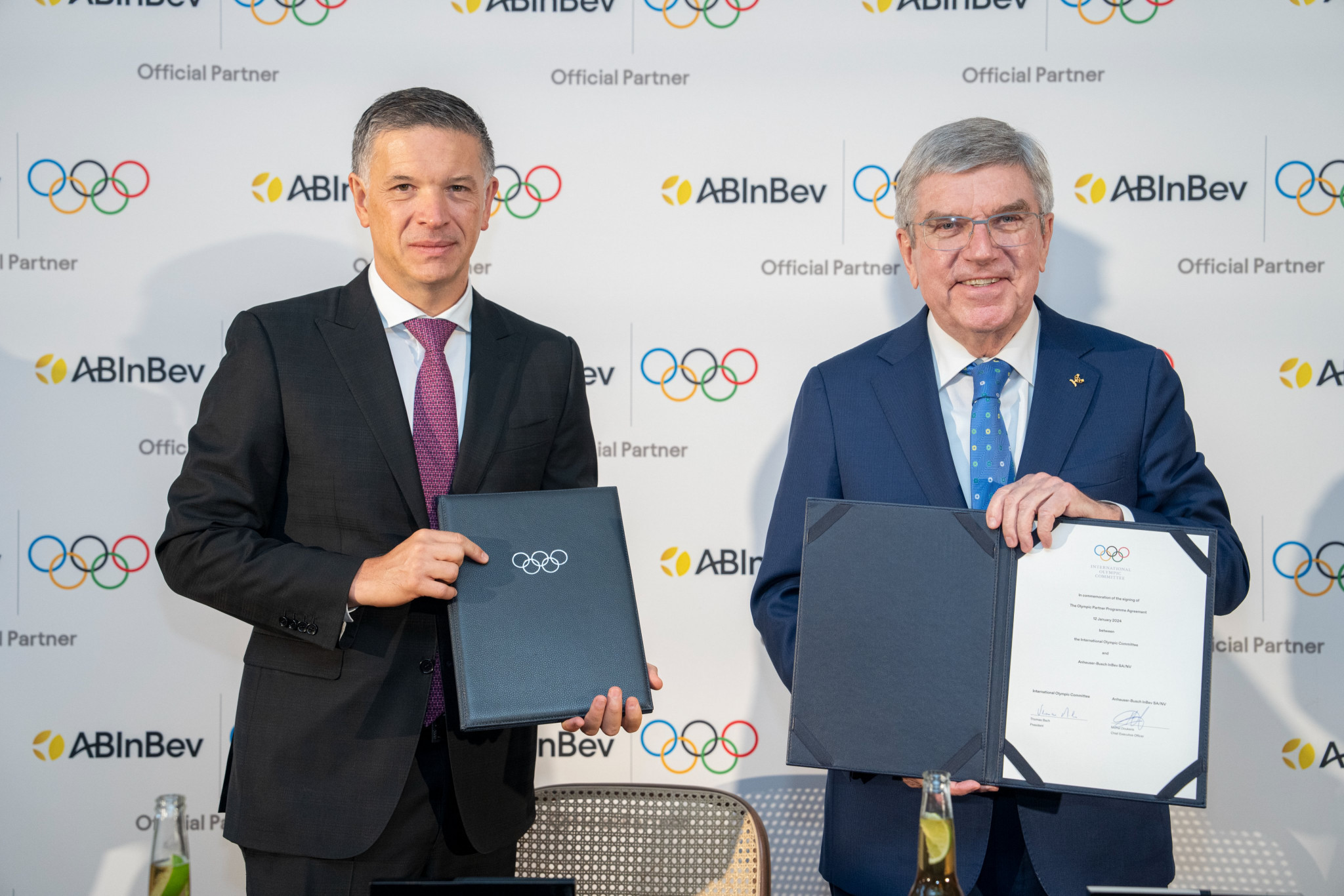 IOC President Thomas Bach and AB InBev CEO Michel Doukeris. IOC