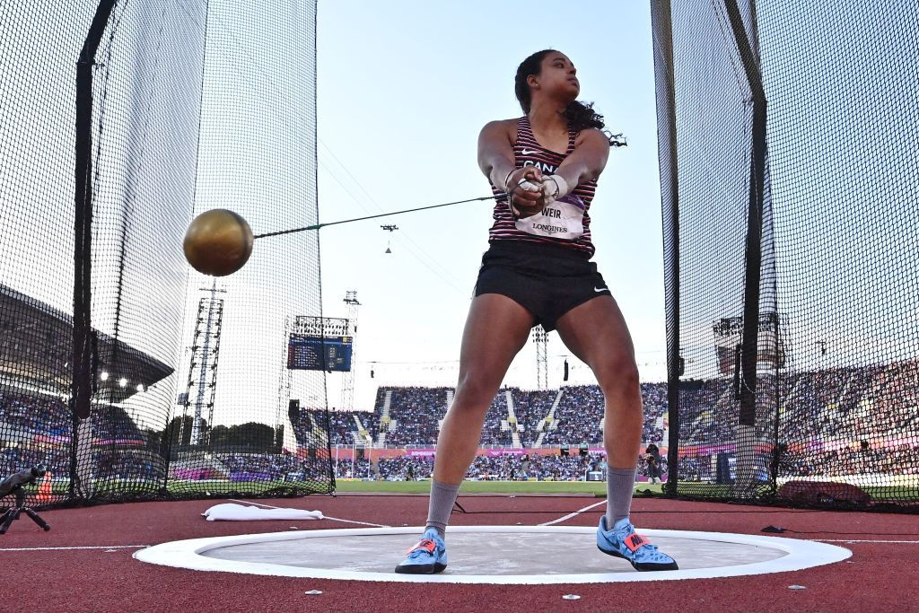 Canada's Jillian Weir competes in the hammer throw at the Alexander Stadium. GETTY IMAGES