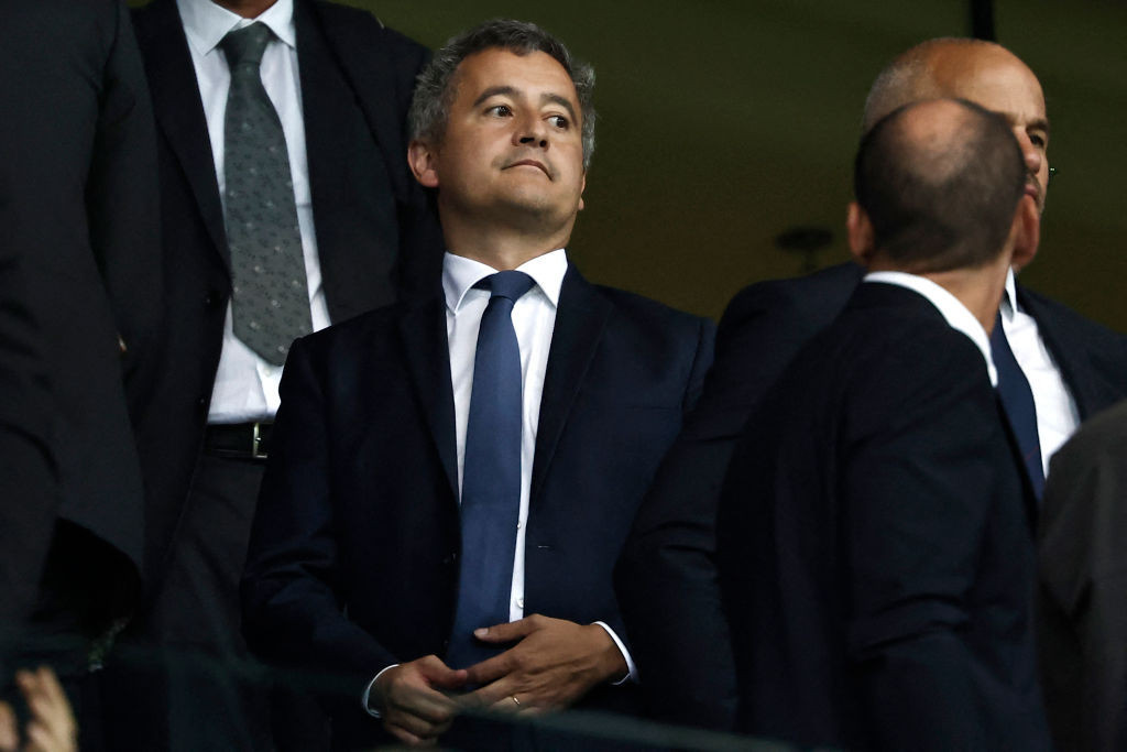 French Interior Minister Gerald Darmanin, at the France 2023 Rugby World Cup. GETTY IMAGES