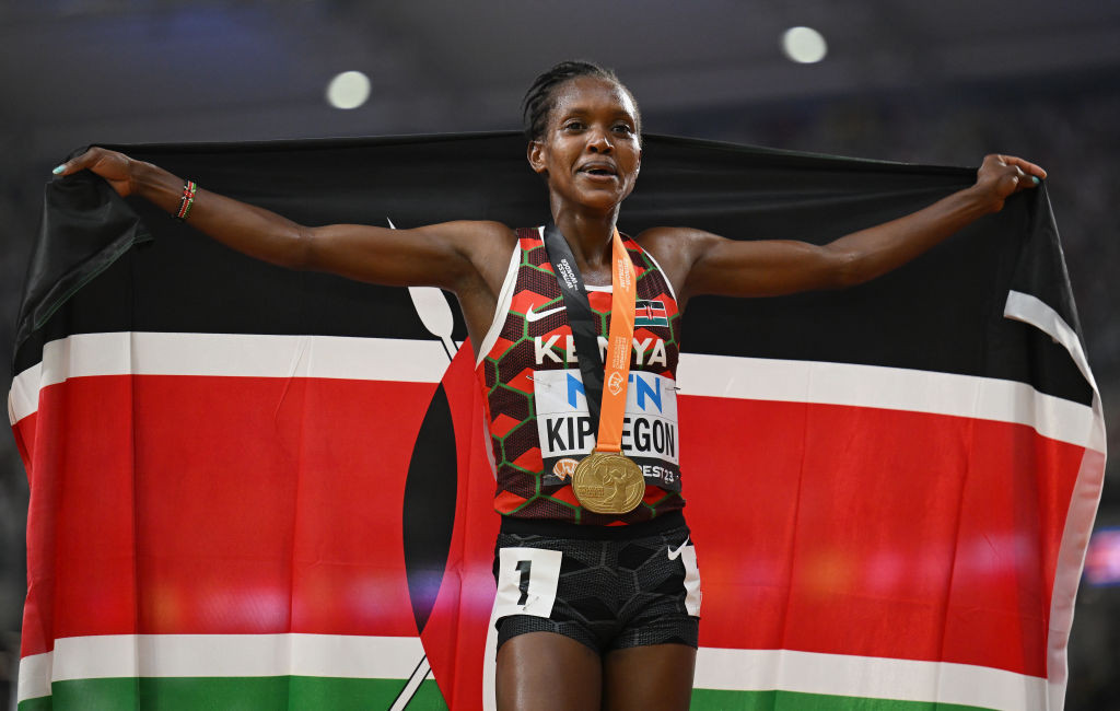 Faith Kipyegon won the 5,000m at the World Athletics Championships Budapest 2023. GETTY IMAGES