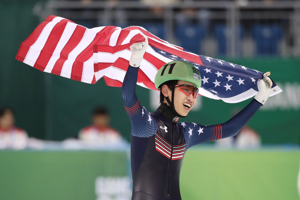 Sean Boxiong Shuai of the United States was the best in the 500m short track speedskating. GETTY IMAGES