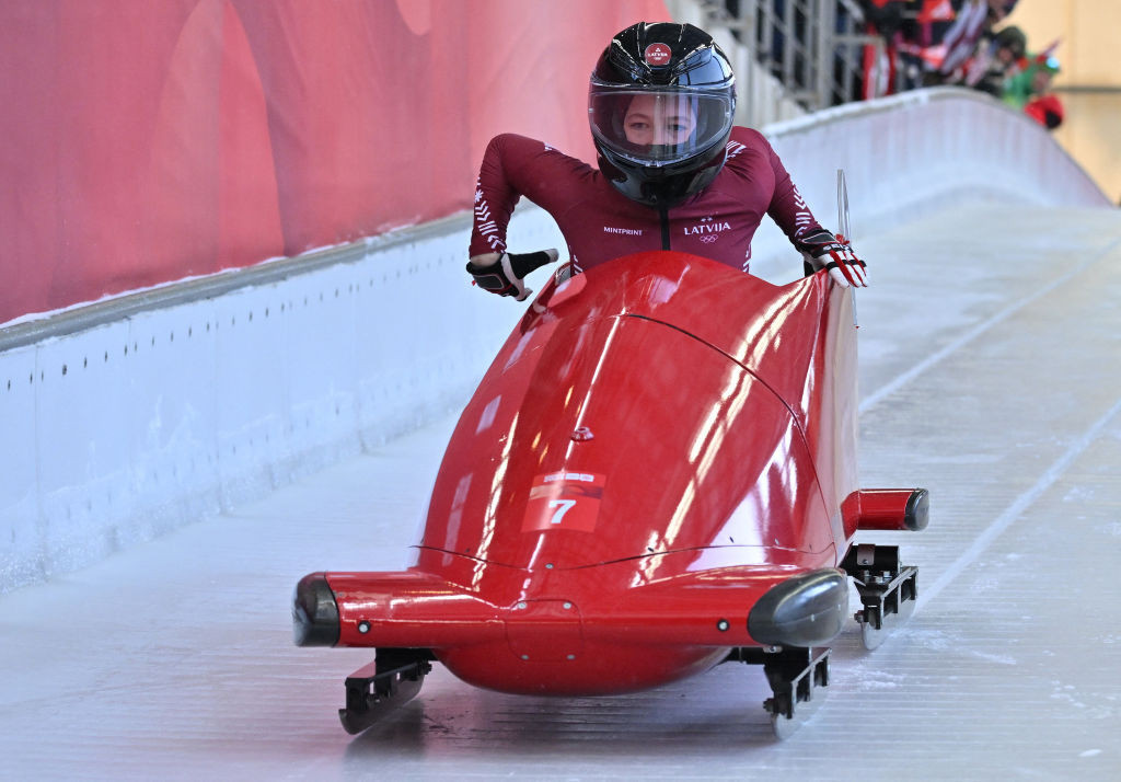 Latvia's Amelija Kotane missed out on bronze in the bobsleigh by 20 hundredths. GETTY IMAGES