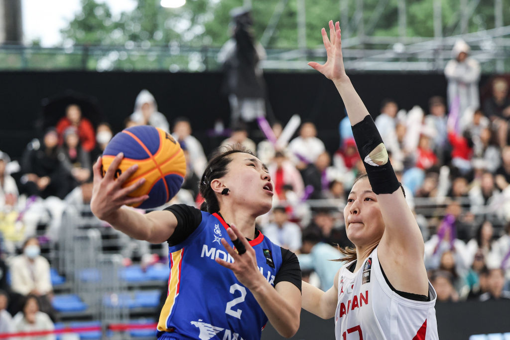 Mongolia and Japan plays at the the FIBA 3x3 Women's Series Wuhan Stop 2023. GETTY IMAGES