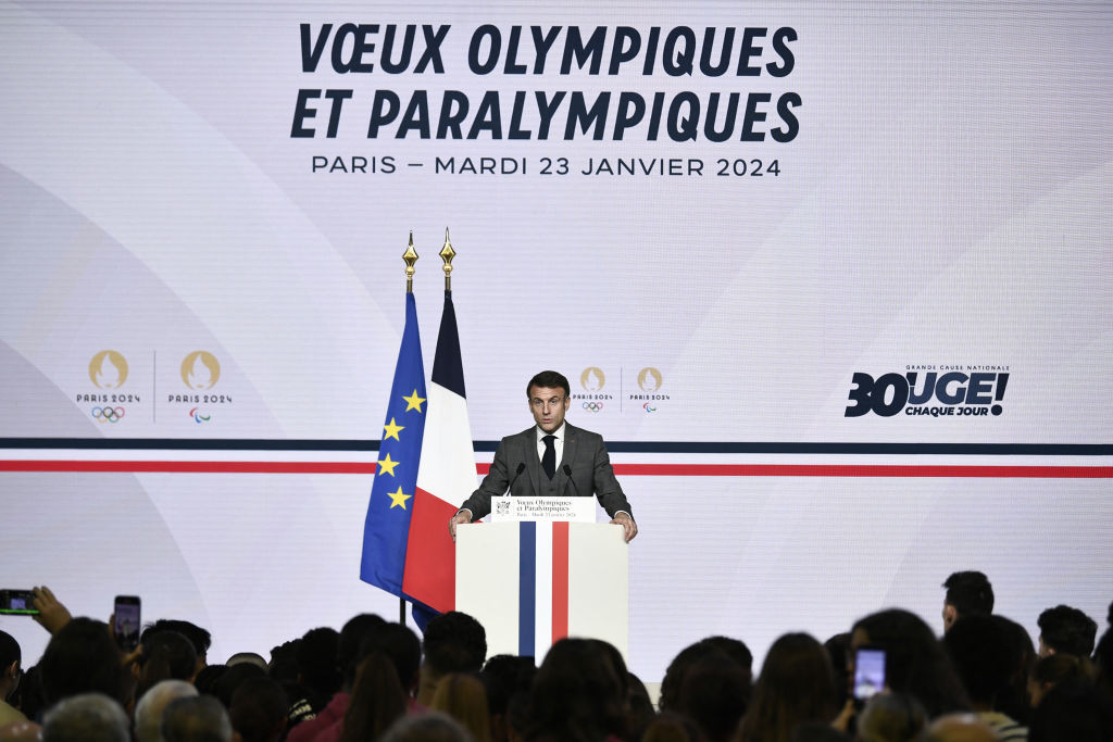 Emmanuel Macron, at the French National Institute for Sport, Expertise and Performance. GETTY IMAGES