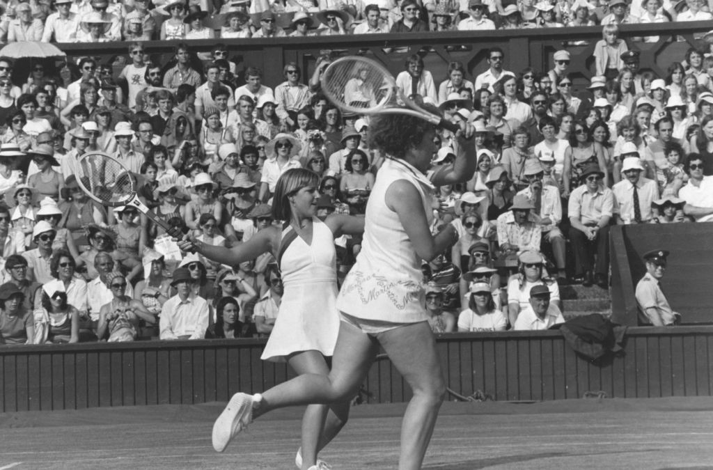 Chris Evert and Martina Navratilova at the 1976 Wimbledon Championships. GETTY IMAGES