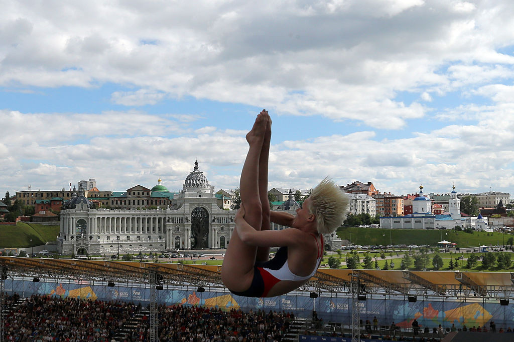 USA's Rachelle Simpson competes at the 16th FINA World Championships in Kazan. GETTY IMAGES