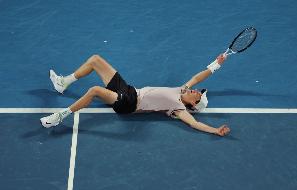 Jannik Sinner, shortly after winning the 2024 Australian Open against Daniil Medvedev. GETTY IMAGES 