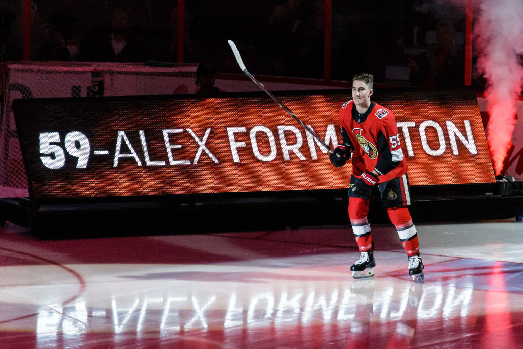 Alex Formenton at the Canadian Tire Centre, on 4 October 2018 in Ottawa, Ontario. GETTY IMAGES