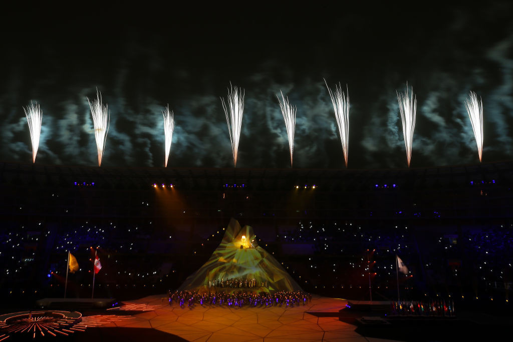 Fireworks during the opening ceremony of the Lima 2019 Pan American Games. GETTY IMAGES