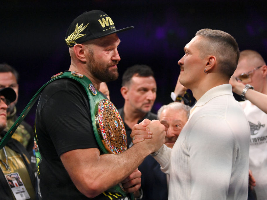 Tyson Fury and Oleksandr Usyk will do battle on Saturday. GETTY IMAGES