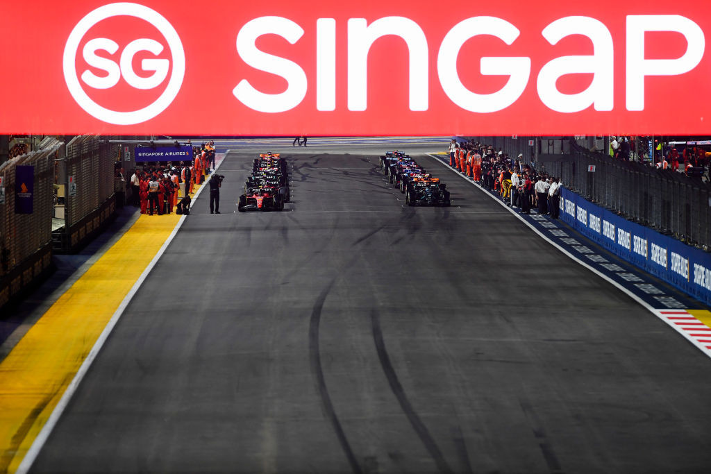 The start of the race during the Singapore F1 Grand Prix in September 2023. GETTY IMAGES
