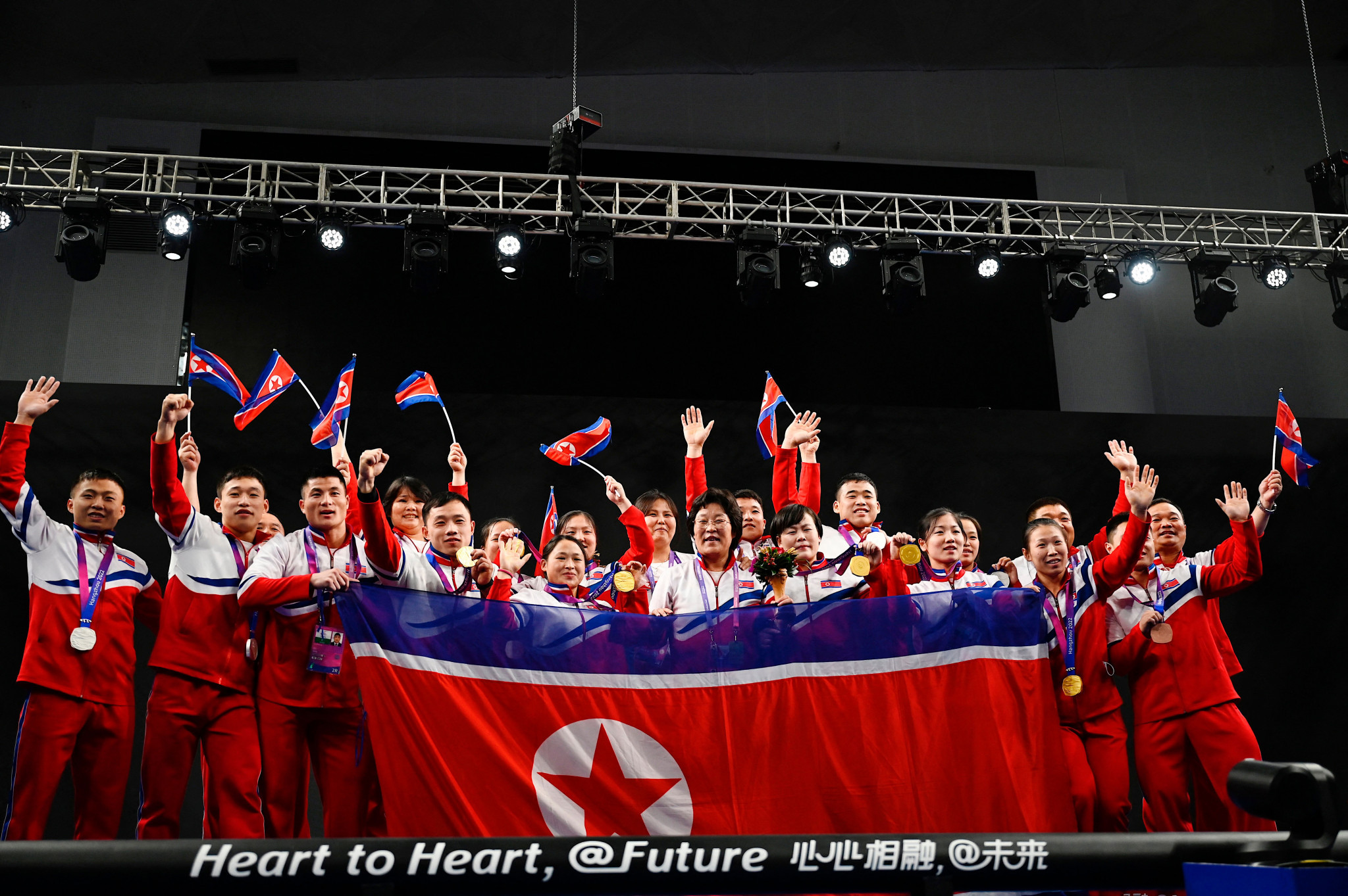 North Korea's weightlifting team, at the 2022 Asian Games in Hangzhou. GETTY IMAGES