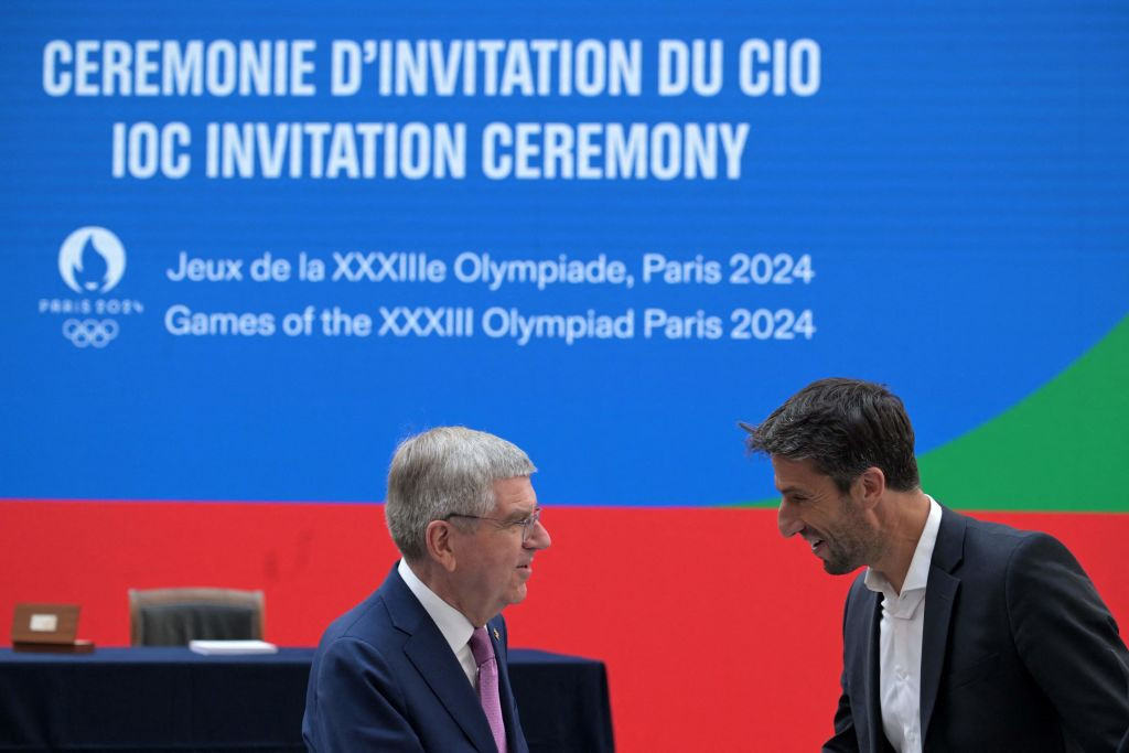 IOC President Thomas Bach (L) and Tony Estanguet (R), together last year. GETTY IMAGES