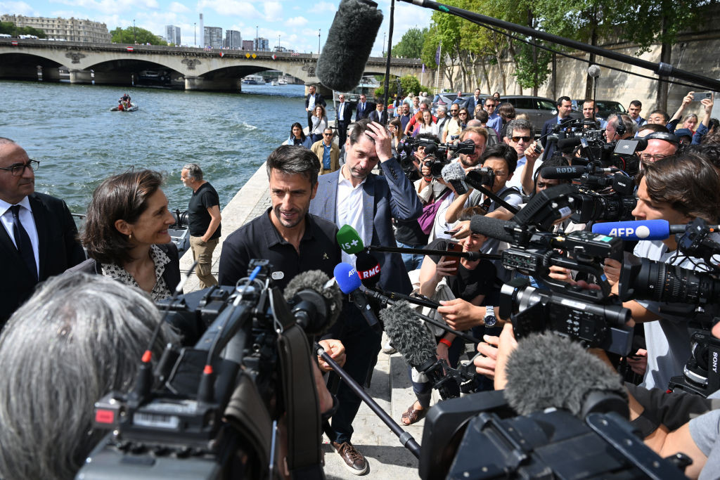 Tony Estanguet speaks after a technical test event for the Paris 2024 opening ceremony. GETTY IMAGES
