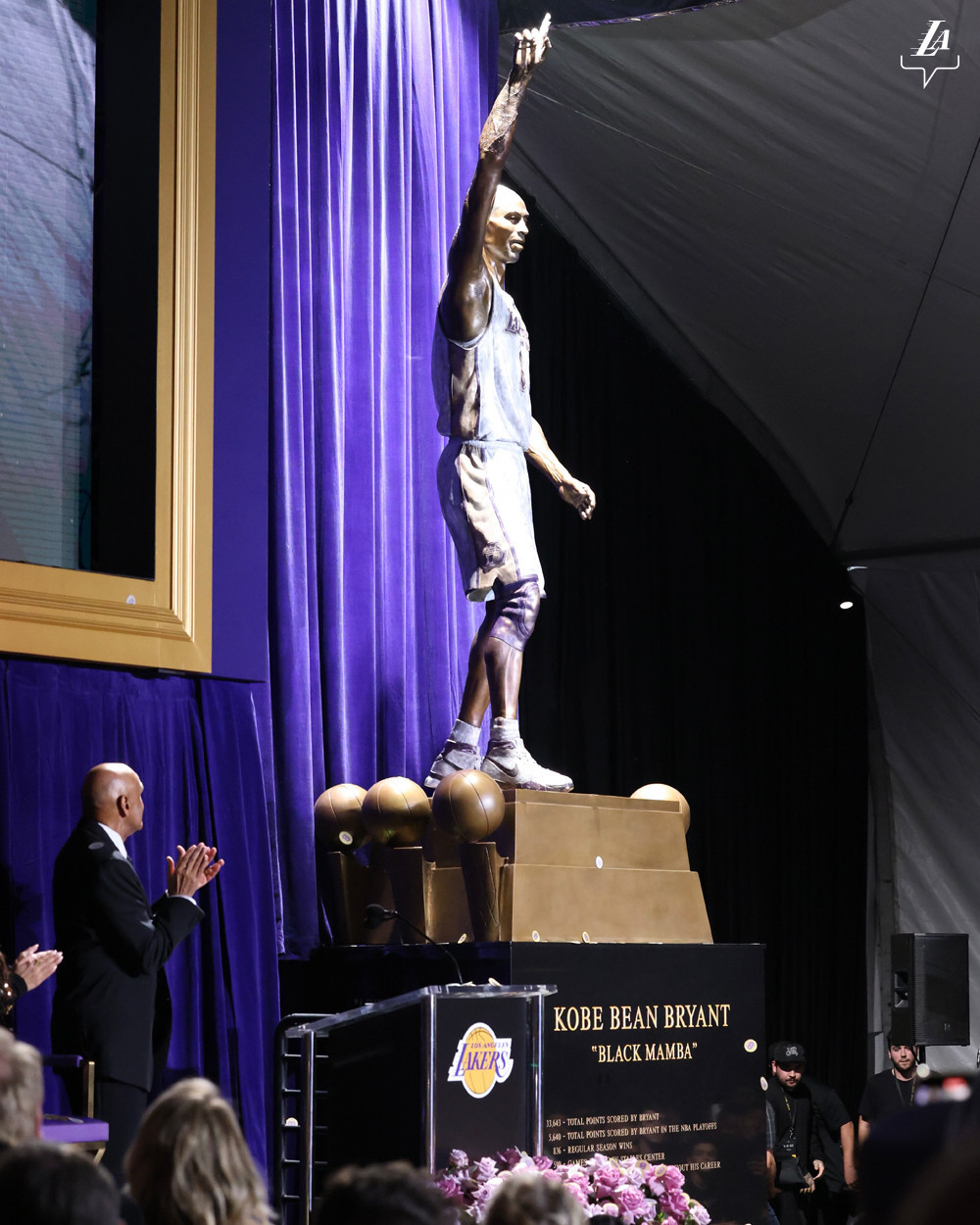 Lakers unveil first of three statues of Kobe Bryant. LOS ANGELES LAKERS
