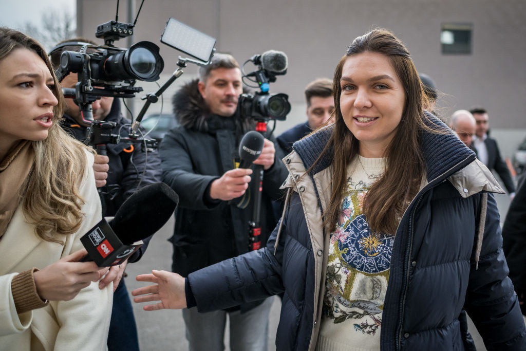 Simona Halep arrives at the CAS for her appeal against a four-year doping ban. GETTY IMAGES