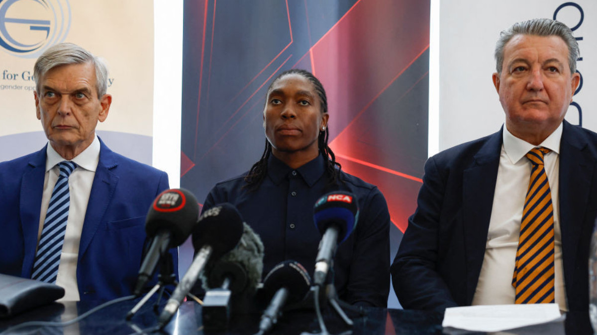 Double Olympic champion Caster Semenya and her lawyers. GETTY IMAGES
