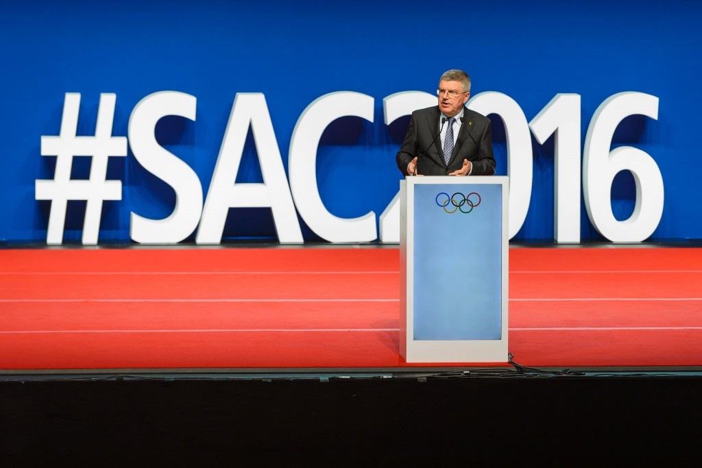 IOC President Thomas Bach addressed the Opening Ceremony of the SportAccord Convention ©Getty Images