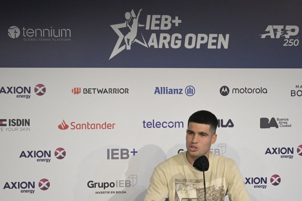 Carlos Alcaraz, during a press conference at the ATP 250 Argentina Open on 12 February 2024. GETTY IMAGES