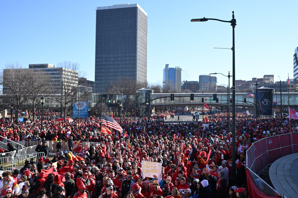 Kansas City Chiefs get ready for the Chiefs' Super Bowl LVIII victory celebration. GETTY IMAGES