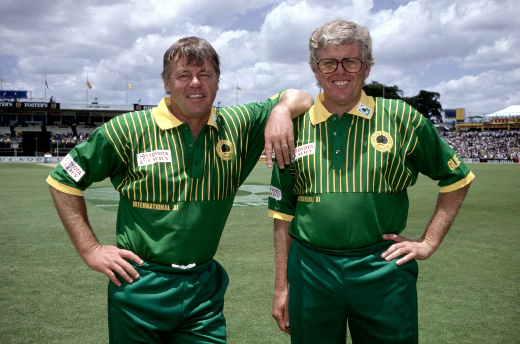 Mike Procter, left, in Brisbane in 1993. GETTY IMAGES