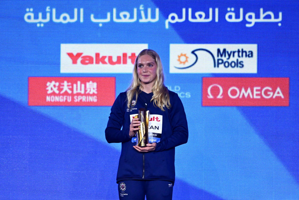 Claire Curzan (USA) best female swimmer at the Doha 2024 World Aquatics Championships. GETTY IMAGES