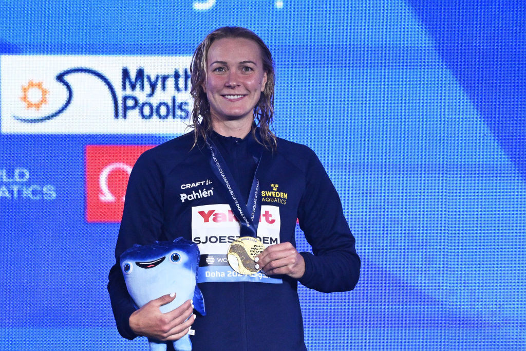 Sweden's Sarah Sjoestroem won a gold medal in the women's 50m butterfly at the Aspire Dome. GETTY IMAGES