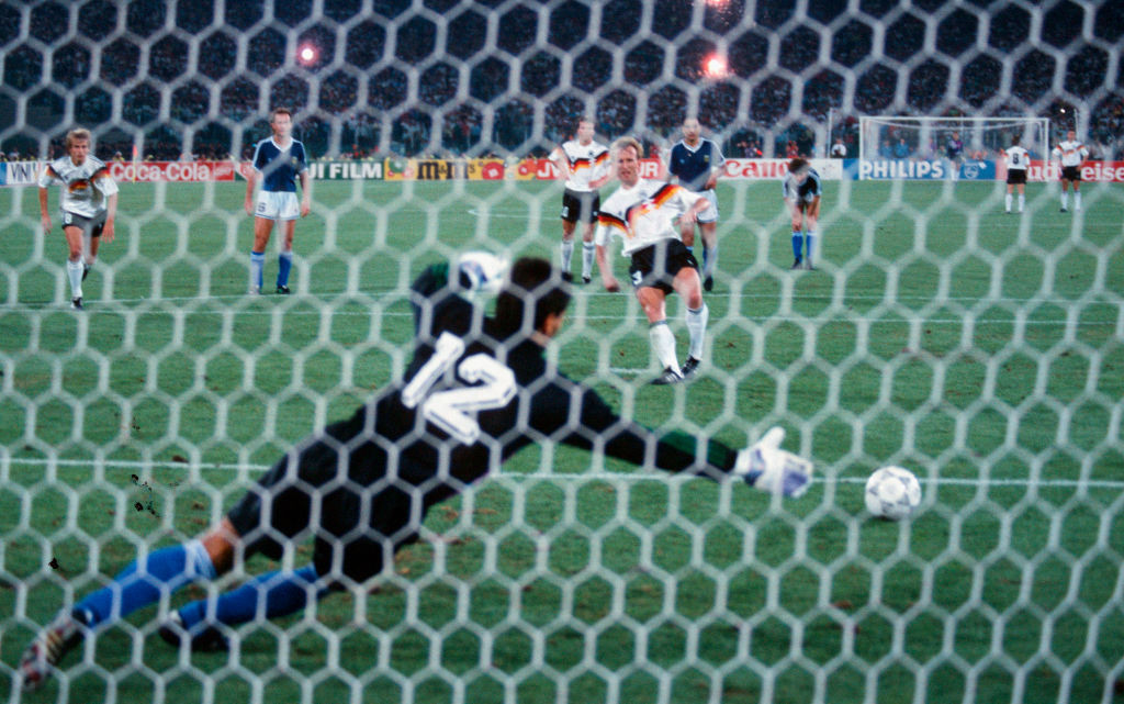 Andreas Brehme scored a historic goal for Germany. GETTY IMAGES