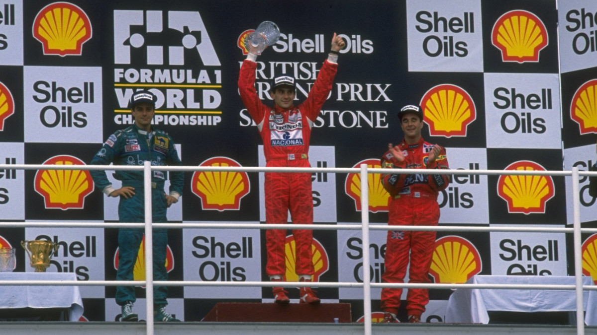Senna after his Silverstone victory in 1988. GETTY IMAGES