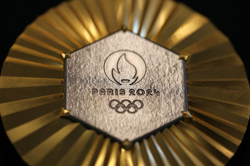 The Paris 2024 gold medal, designed by luxury French jeweller Chaumet. GETTY IMAGES