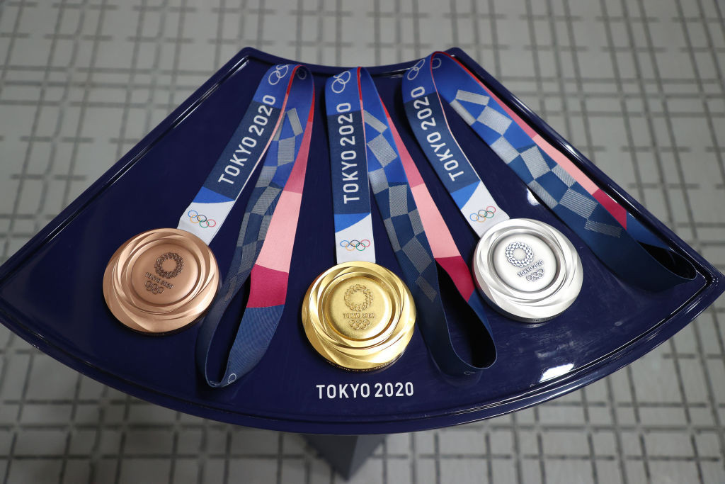 The bronze, gold and silver medals from the Tokyo 2020 Olympic Games. GETTY IMAGES