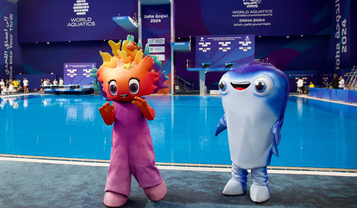 Nahim and Mayfara are the mascots of the World Aquatics Masters Championship. WORLD AQUATICS