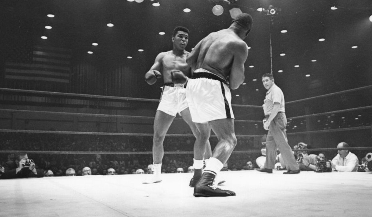 Muhammad Ali and Sonny Liston in action on 25 February 1964. GETTY IMAGES