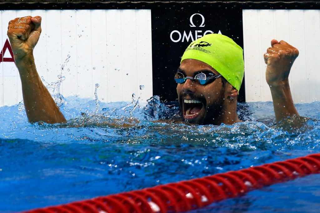 André Brasil was on dominant and unbeaten form throughout the test event Daniel Dias swims in the 50m freestyle S5 final ©Getty Images