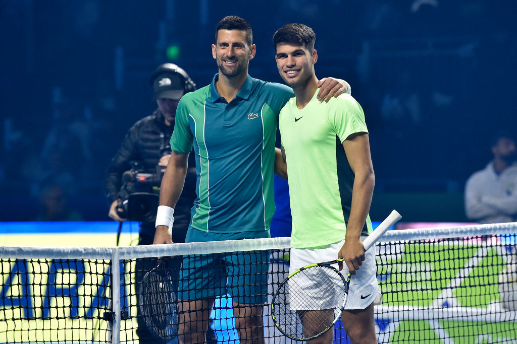 Djokovic and Alcaraz in exhibition match in Riyadh. GETTY IMAGES