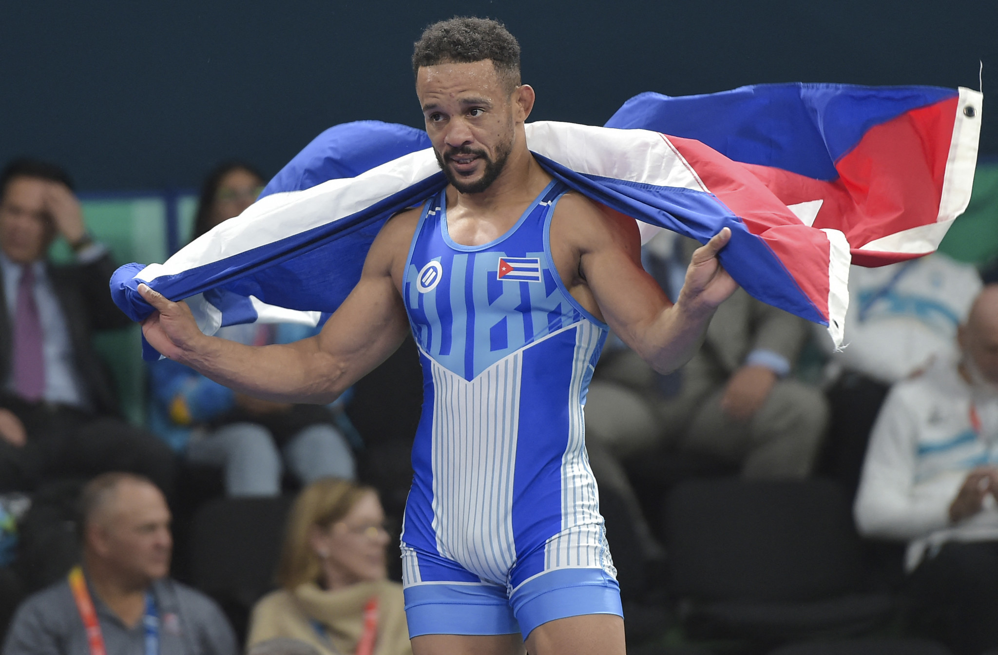 Cuba's Alejandro Valdes celebrates his victory at the 2023 Pan American Games in Santiago. GETTY IMAGES