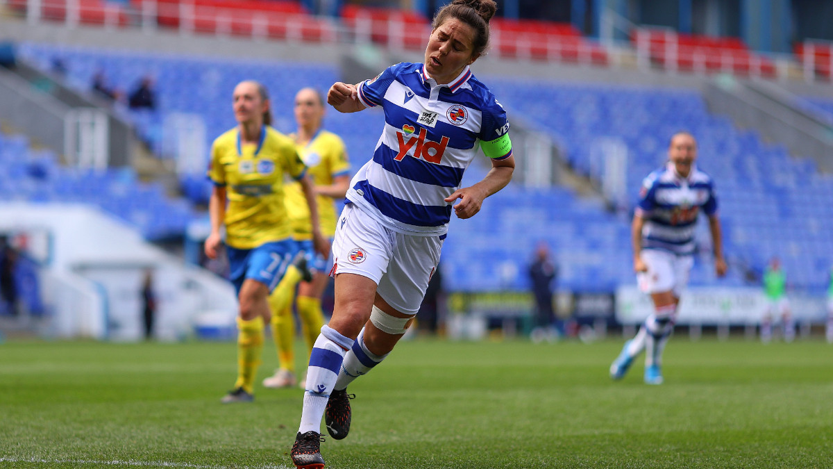 Fara Williams, playing for Reading against Brighton & Hove Albion in 2021. GETTY IMAGES