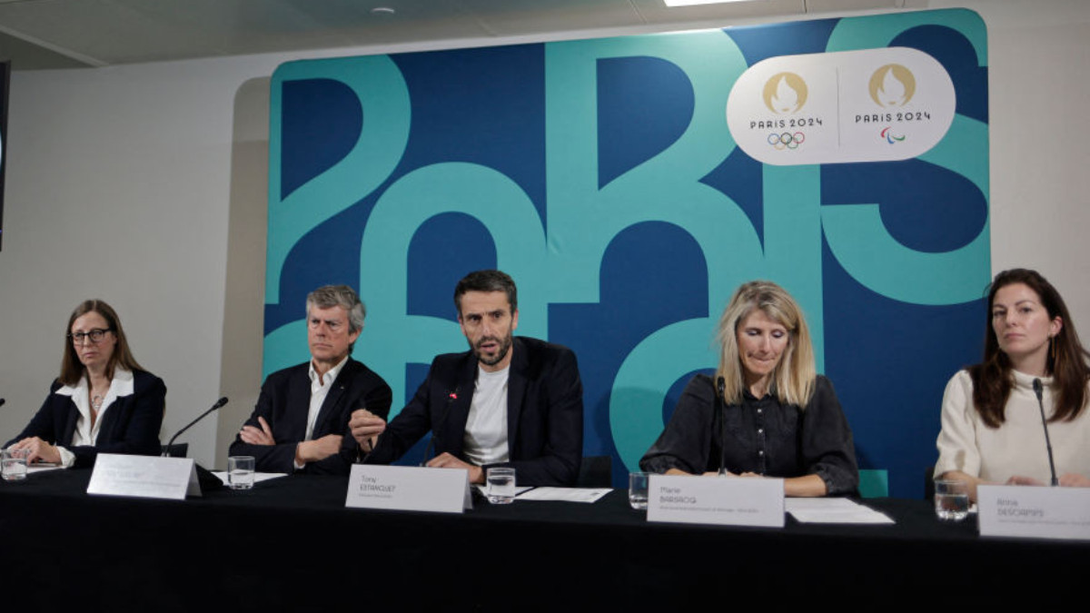 IOC and Paris 2024 press conference in Saint-Denis. GETTY IMAGES