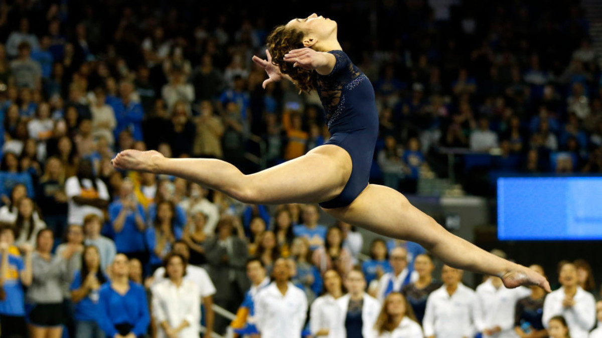 UCLA's Katelyn Ohashi's floor exercise at Arizona State in 2019. GETTY IMAGES