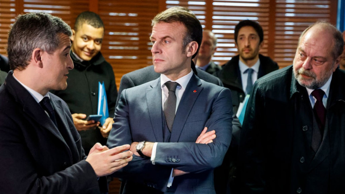 Gérald Darmanin in an interview with Emmanuel Macron. GETTY IMAGES