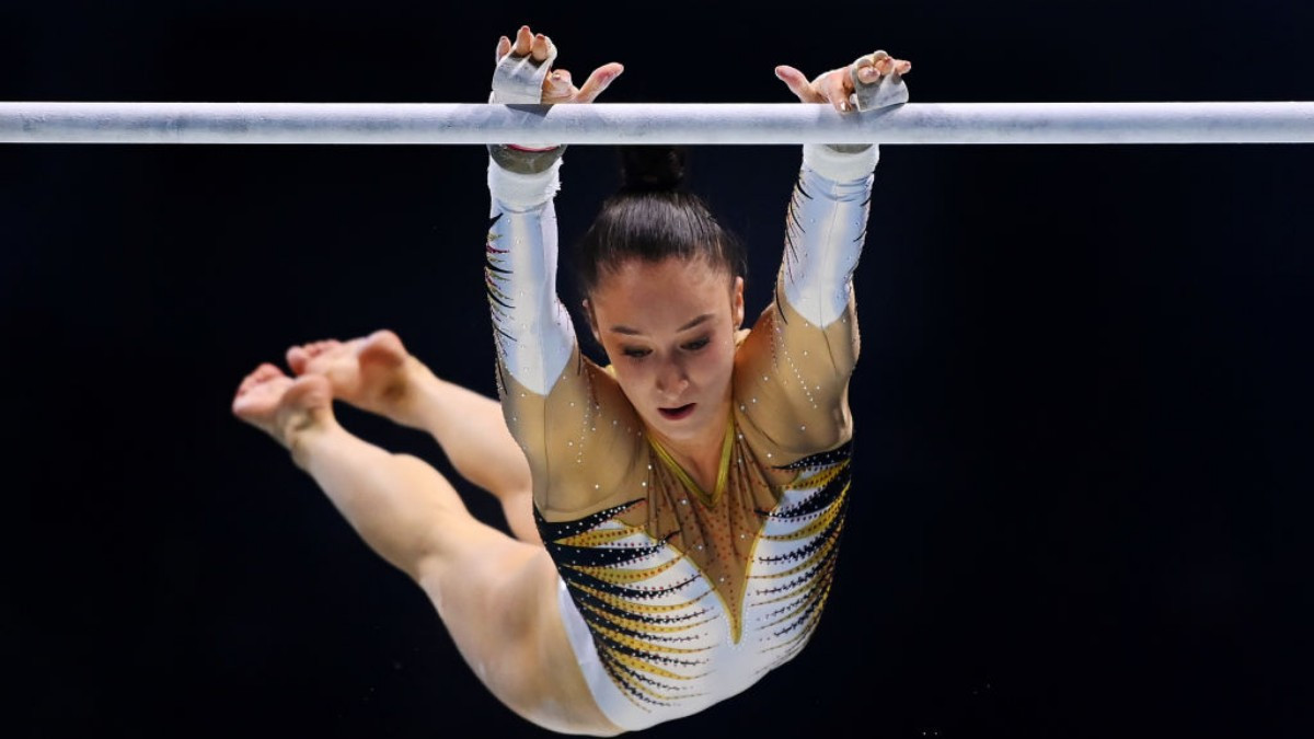 Nina Derwael won gold at Tokyo 2020 and has overcome a shoulder injury. GETTY IMAGES